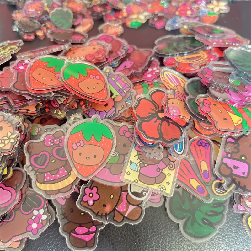 Cartoon anime Sanrio cute Hello Kitty acrylic patch,2/4/8cm UV printing double-sided transparent,handmade DIY keychain accessory