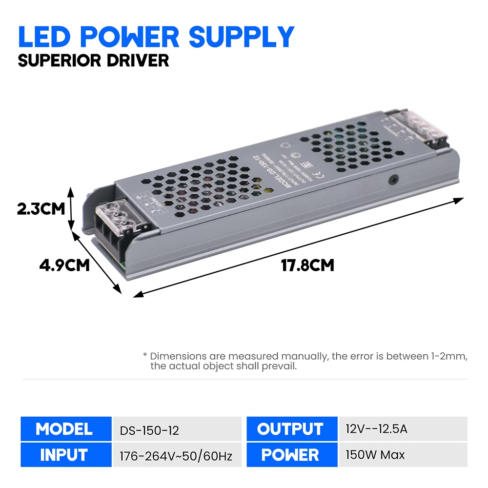 NONE 12V 24V 60W 100W 150W 200W 300W 400W Transformator Netzteil 110V 220V 230V AC auf 12 24 Volt DC LED Streifen Glühbirne LED Treiber 3