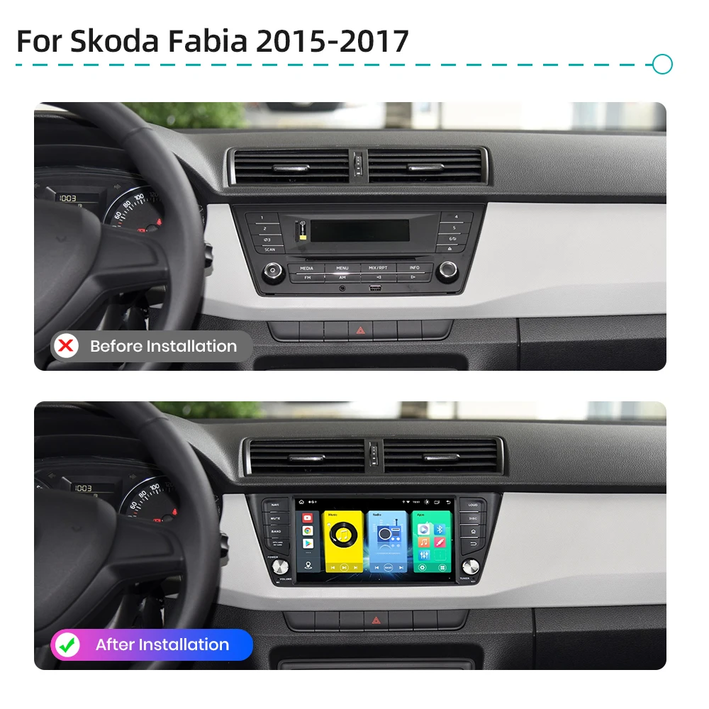 CarPlay Android 13.0 8G 256G IPS Car Multimedia Player GPS Navigation 4G WiFi Bluetooth RDS Car Radio for Skoda Fabia 2015-2017