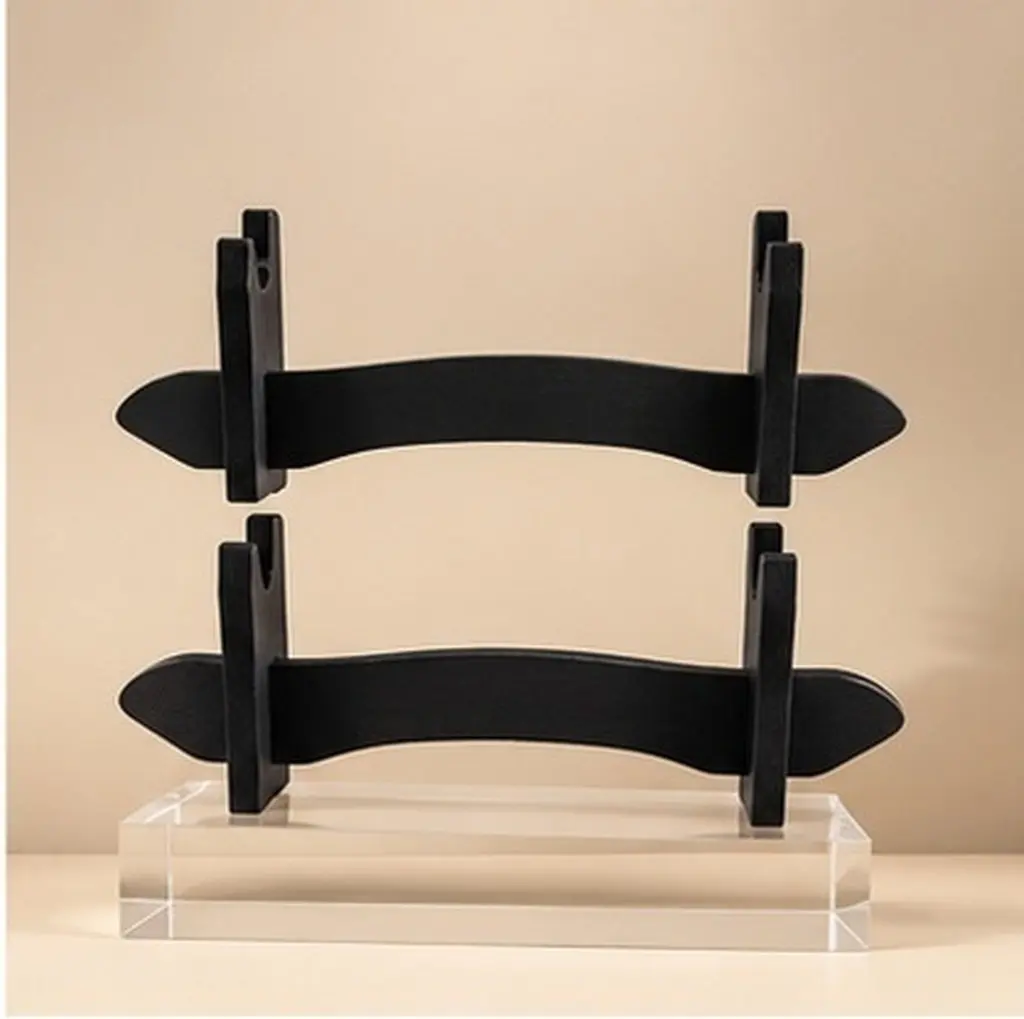 2Pcs Natural Wood Display Stand Sturdy Dual Slot Design for Tanto Storage Display Shelf Organizer Rack