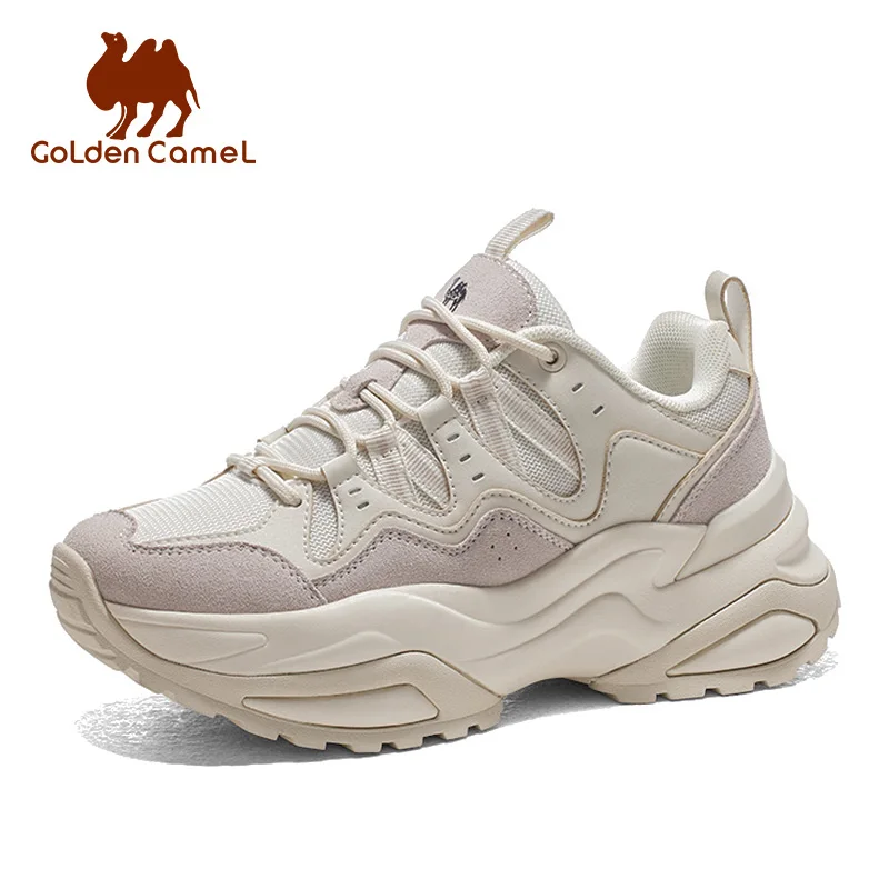 GOLDEN CAMEL Casual Shoes for Women 2024 Autumn New Women\'s Sports Shoes Breathable Thick-soled Height-increasing Daddy Shoes