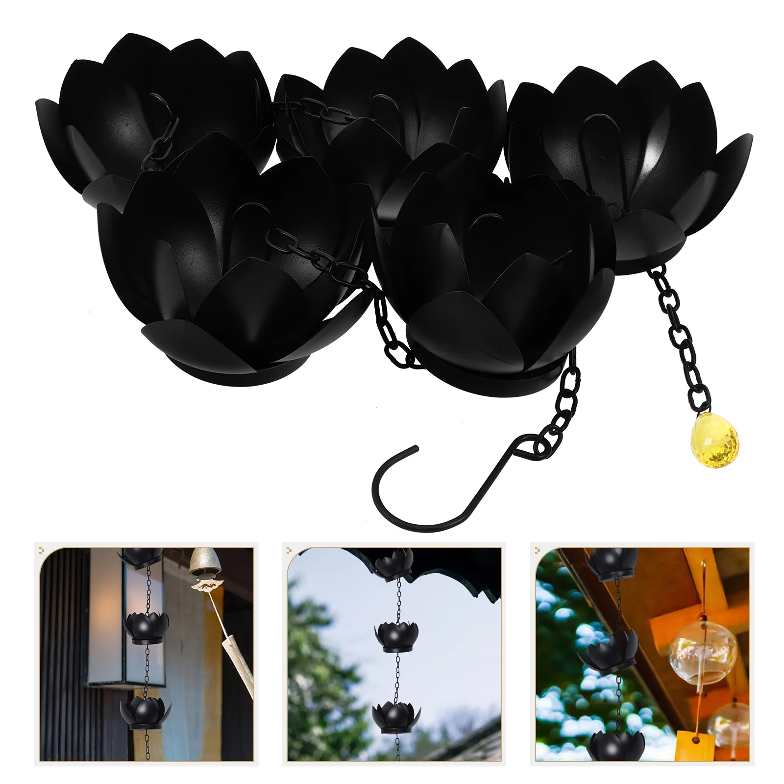 

Lotus Rain Metal Chains for Gutters Hanger Outdoor Japanese Water Metal Rain Chains For Gutters Flow Garden Decor