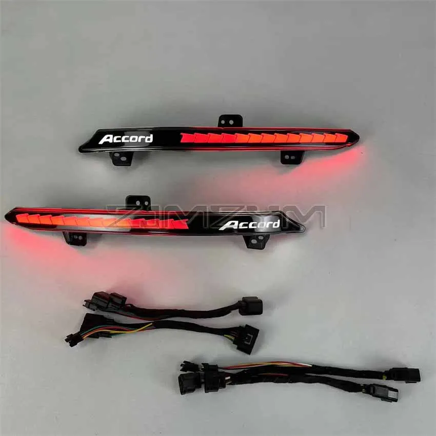 2PCS LED Rear Bumper Tail Reflector Light For Honda Accord 10th Brake Lamp Dynamic Turn Signal Lights Alphabet Style Smoke Lens