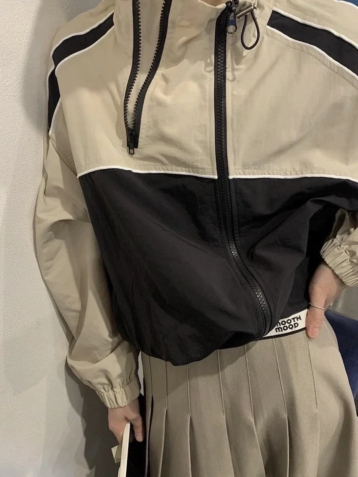 

Candy Miss Smooth Mood Casual Loose Women's Jaet Color Blo Stand Collar ort Outerwear Spring 2025 Faion Trend