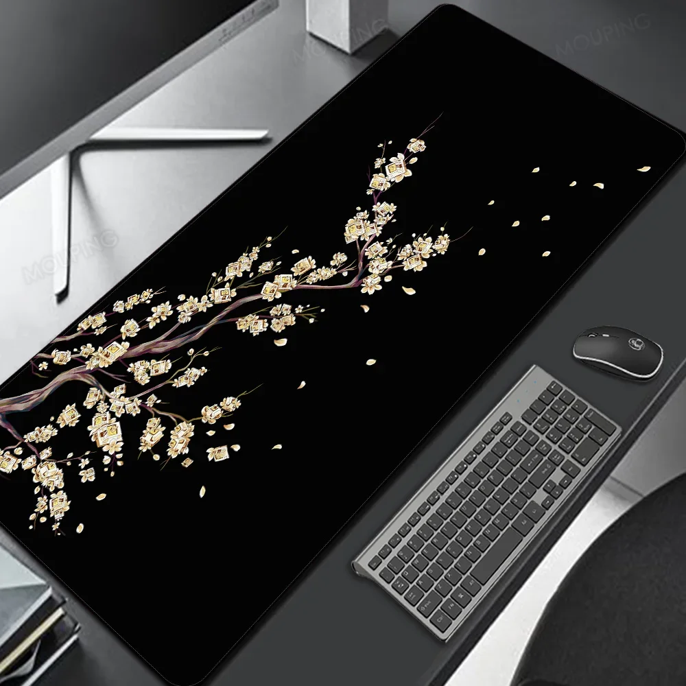 Weiß Sakura Maus Pad Japan Kirschblüte Deskmat Schwarz Tisch Matte Mauspad Gamer Teppich Gaming Tastatur Maus Matten Zubehör