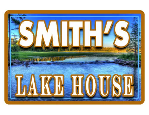 PERSONALIZED BLUE LAKE HOUSE SIGN 
