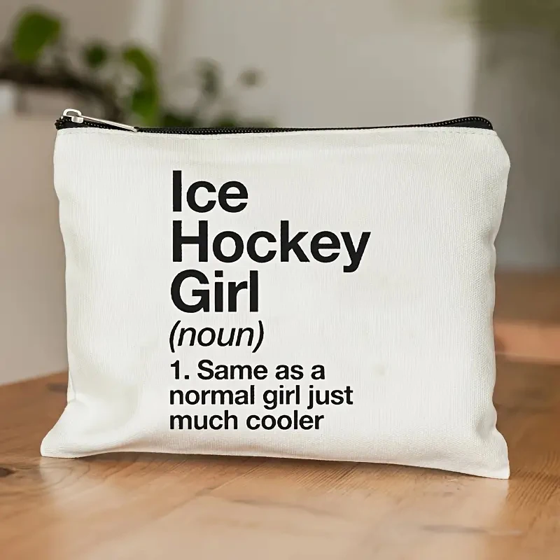 Eishockey Mädchen Muster Make-up Tasche beste Geschenk für Eishockey Mädchen inspirierende Geschenk ermutigen Geschenke Idee Frauen Kosmetik Fall