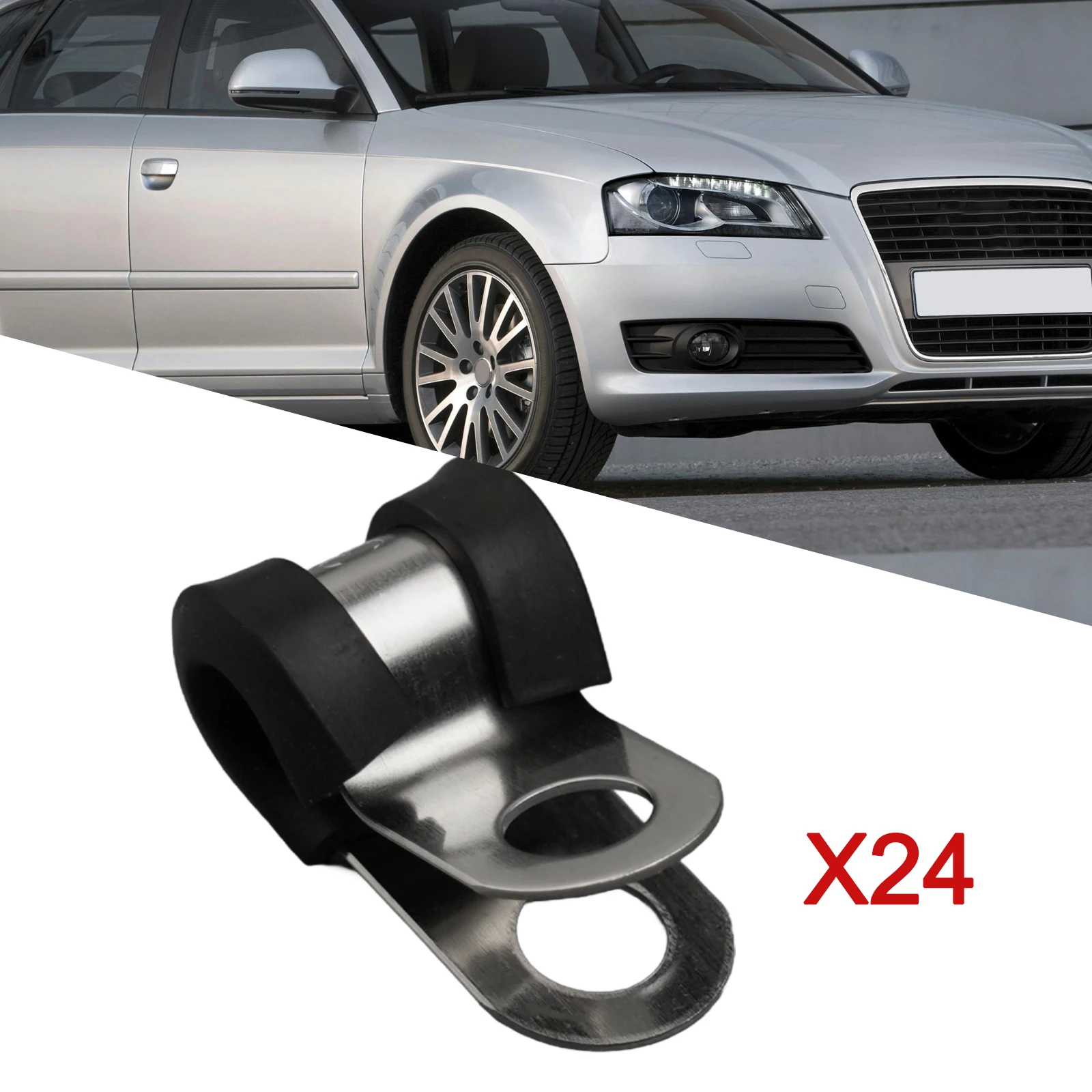 Brake Line Clips Rubber Lined P Clips Enhanced Durability Reinforced Mounting Holes Damage Protection For 4.7mm Brake Pipes
