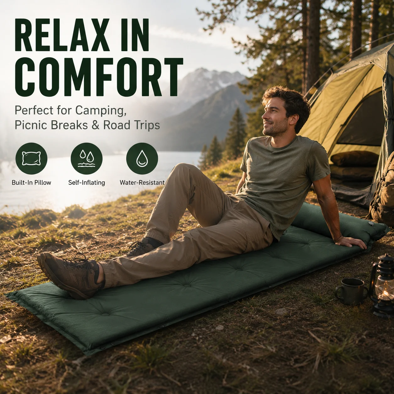 

Single Person Automatic Inflatable Camping Mat Moistureproof Spliceable Tent Pad Portable Outdoor Sleeping Cushion For Camping