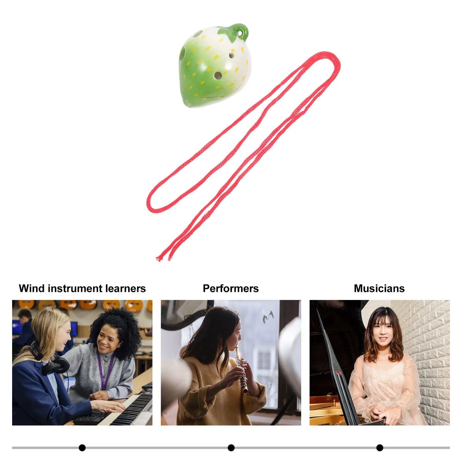 السيراميك 6 ثقوب الأكرينا الفراولة على شكل مبتدئين ممارسة أداة الرياح المحمولة خفيفة الوزن الكرتون الموسيقية هدية ل