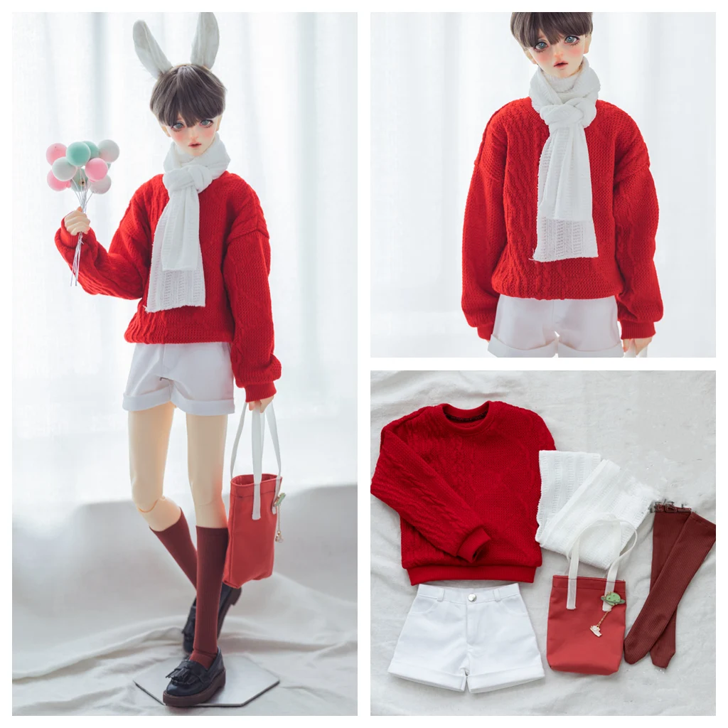 1/4 1/3 BJD Clothes Sweater + Shorts + Bag + Scarf + Socks Suit Outfit For BJD/SD MSD SD13 Big Girl SSDF Uncle Doll Accessories