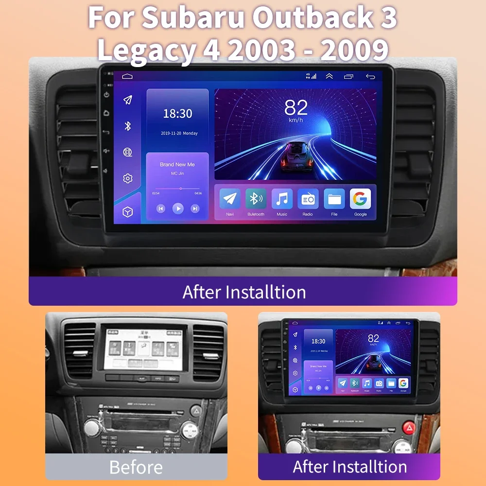 For Subaru Outback 3 Legacy 4 2003-2009 Multimedia Video Player GPS Navigaion DSP Split Screen 2din Android 13 Car Radio