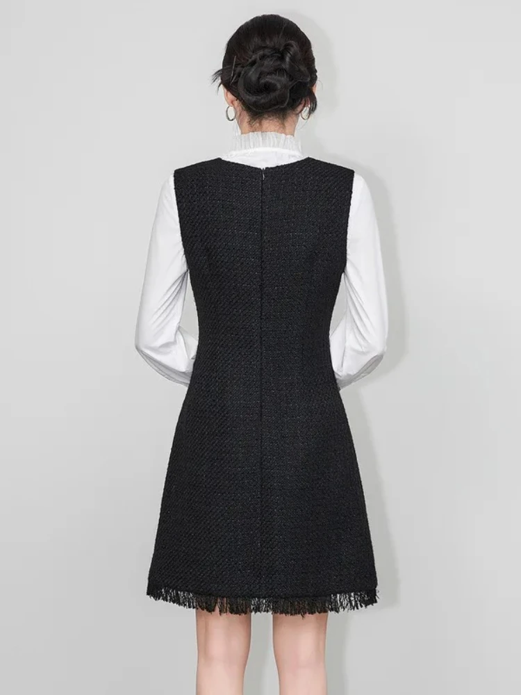Luxury Brand SameCommuter Fringe Sleeveless Vest Dress