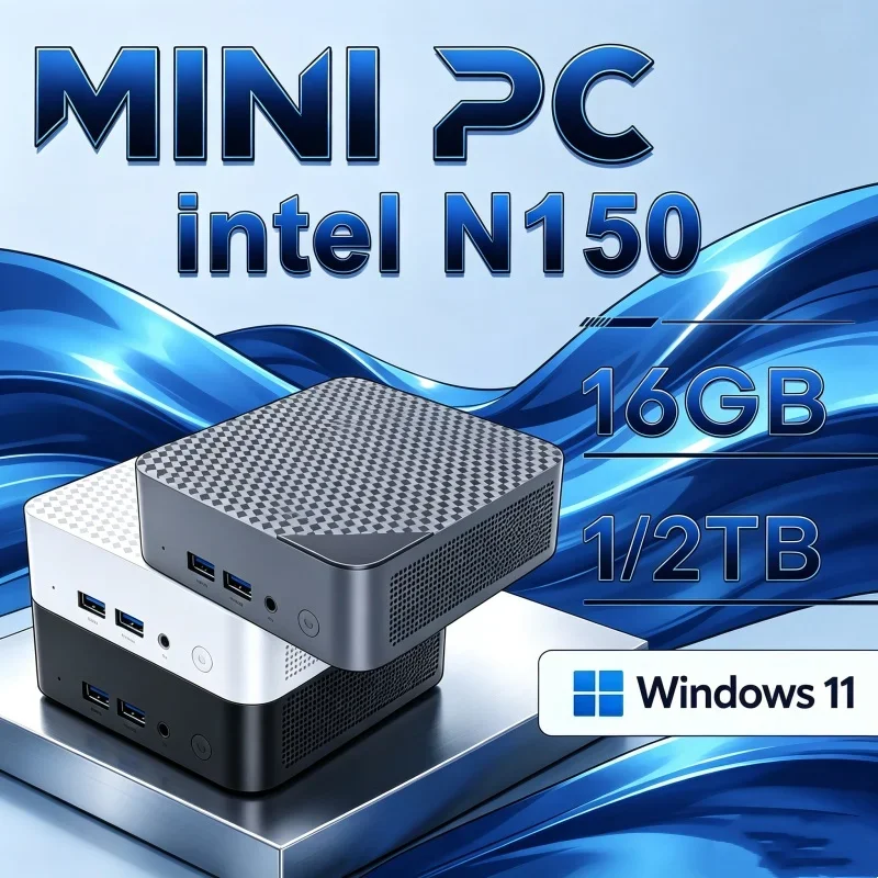 2026 Mini PC Core N150 Windows 11 Computer 16GB RAM 1TB SSD Crisp Gaming Computer 4K HD Mini Desktop PC Gamer