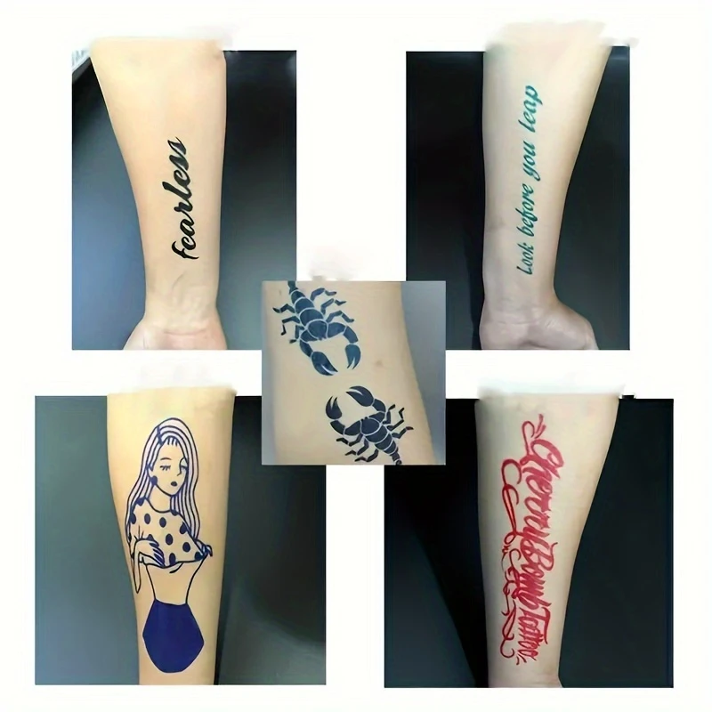 حبر الوشم الملون لعصير الوشم ، حبر الوشم طويل الأمد والإستنسل مجموعة الوشم المؤقت ، طلاء الجسم المقاوم للماء وشم مزيف