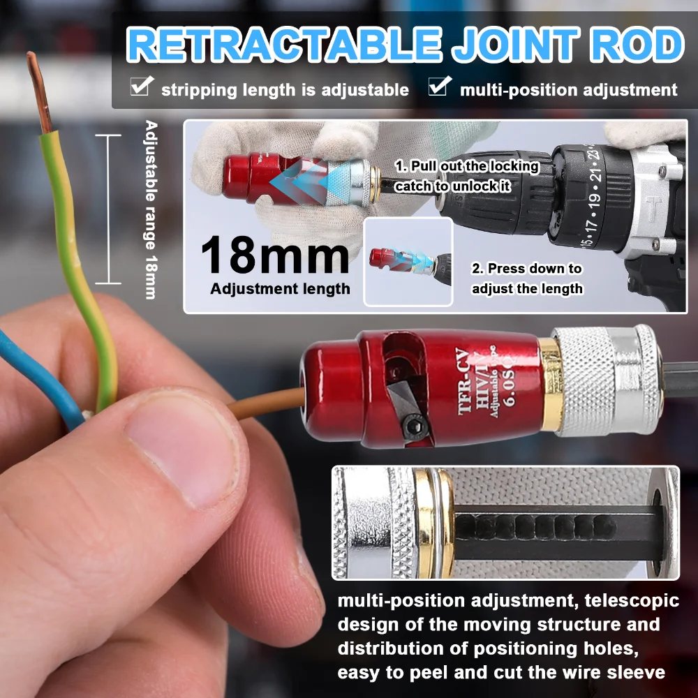 Spelafili elettrico in lega di alluminio Kit spelafili multifunzione per cavi elettricista pratico strumento di spelatura rotante