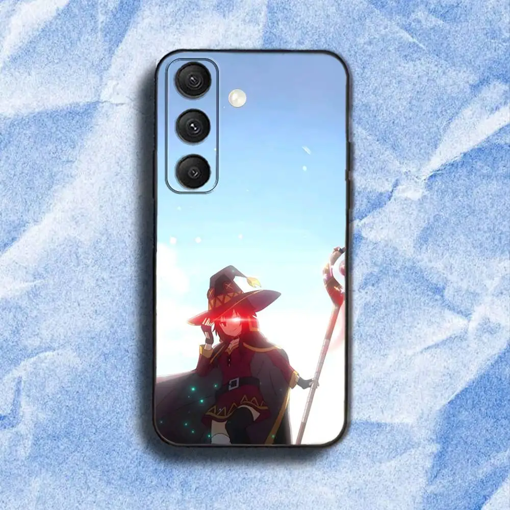 M-Megumin K-KonoSuba Funda de teléfono para Samsung S 25,24,23,22,30,21,10,9,Ultra,Plus,Lite,FE,4,5G Funda blanda negra