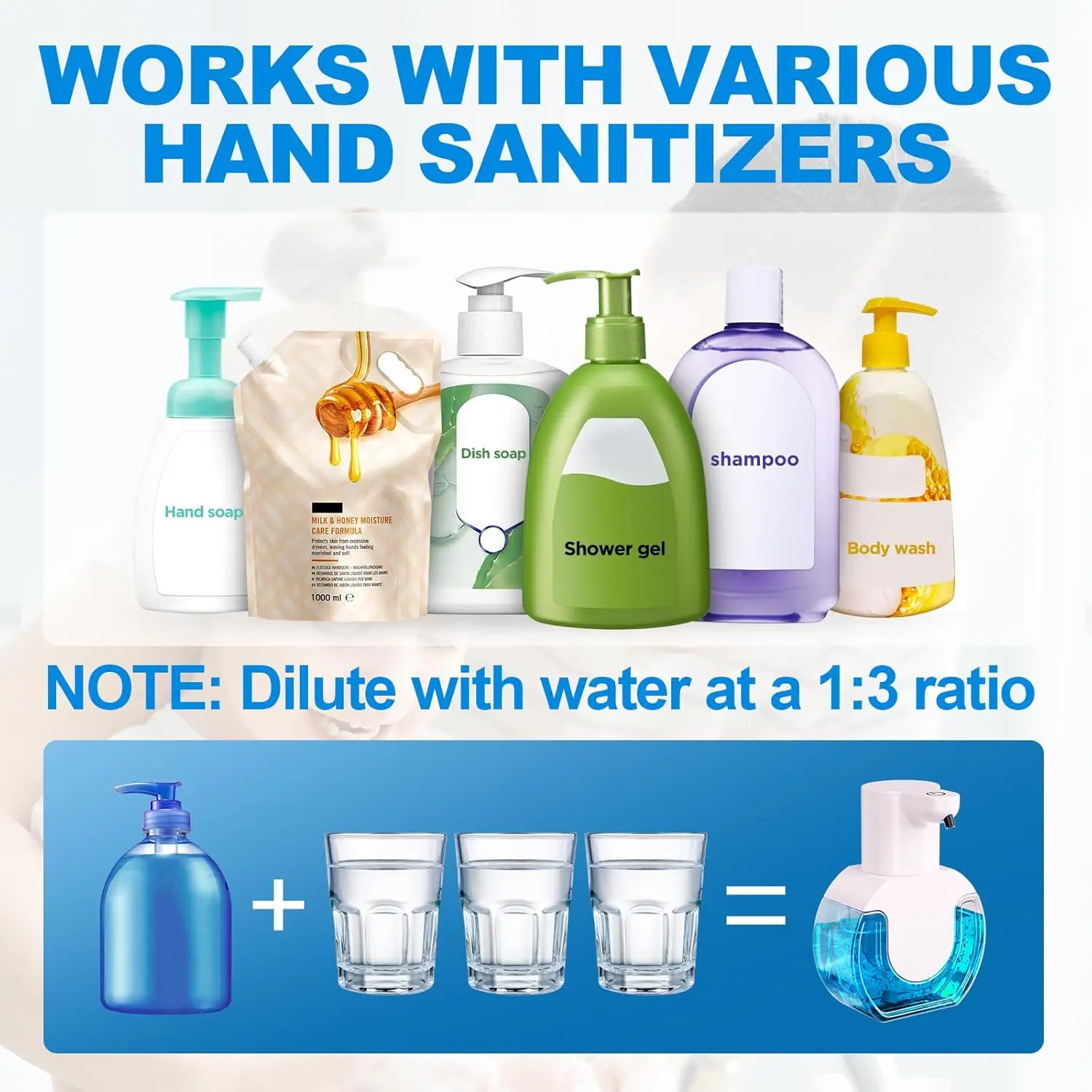 420 مللي سطح المكتب بدون لمس أو مثبت على الحائط IPX5 مقاوم للماء ذكي بالأشعة تحت الحمراء رغوة تحسس أوتوماتيكية/موزع الصابون السائل #6