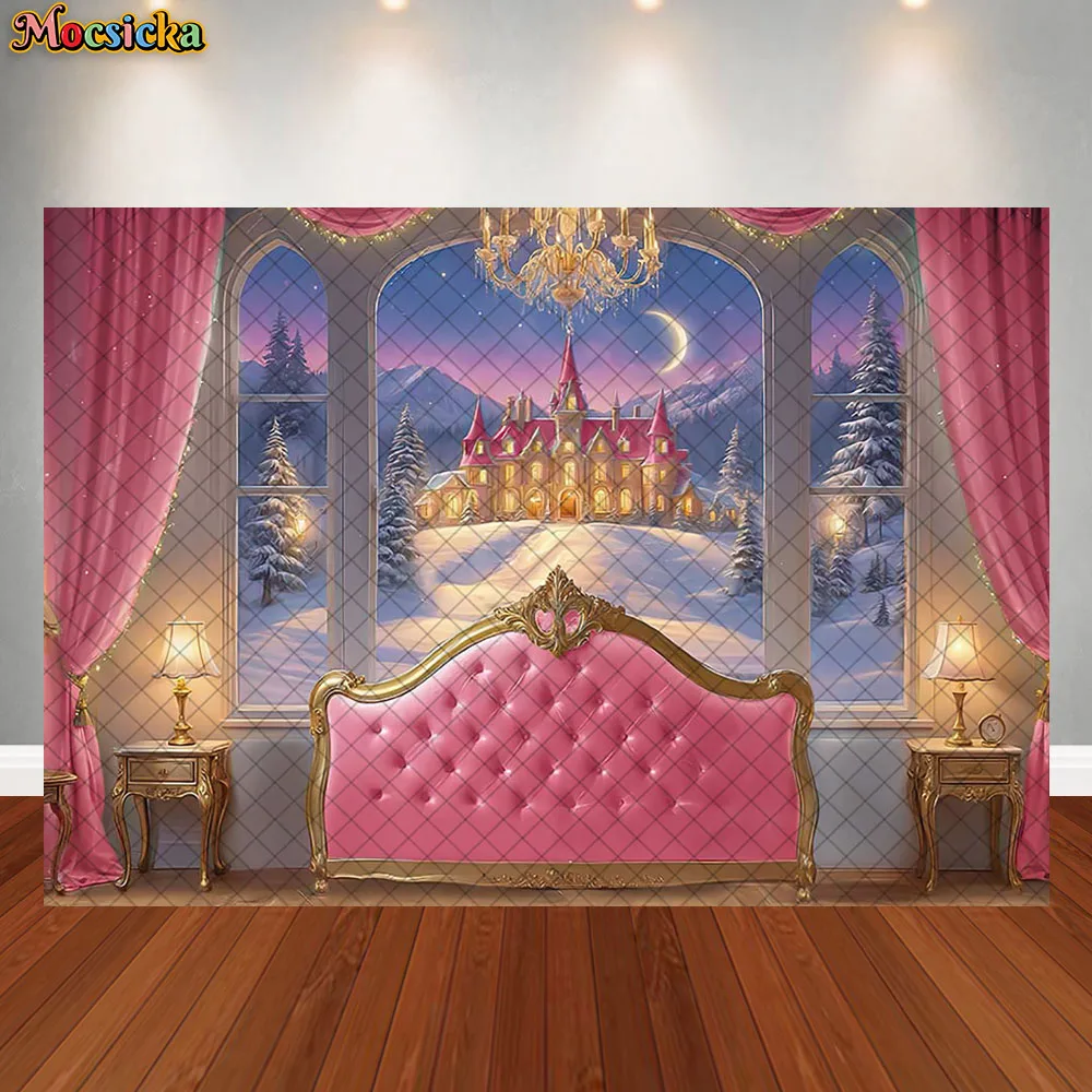 Fondo de fotografía de Navidad, cortina de habitación de Navidad, decoración de fiesta de princesa, retrato de foto de niña, accesorios de estudio, pancarta