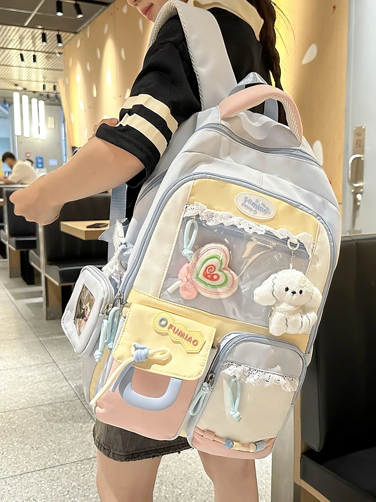 

Милая большая школьная сумка Capaci с двойным плечом для девочек, аниме Con, прозрачная кукла Biji Guizi, обёрточная бумага объединительная сумка