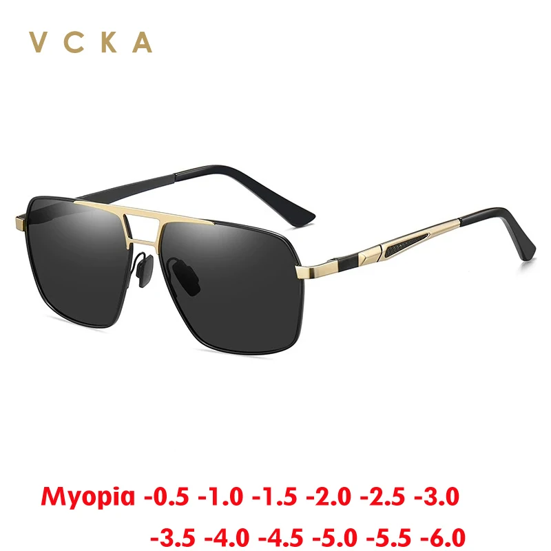 

VCKA Men Optics Polarized Myopia Sunglasses 2026 GogglesFashion Metal Frame UV400 Driving Prescription Glasses -0.50 to -6.0