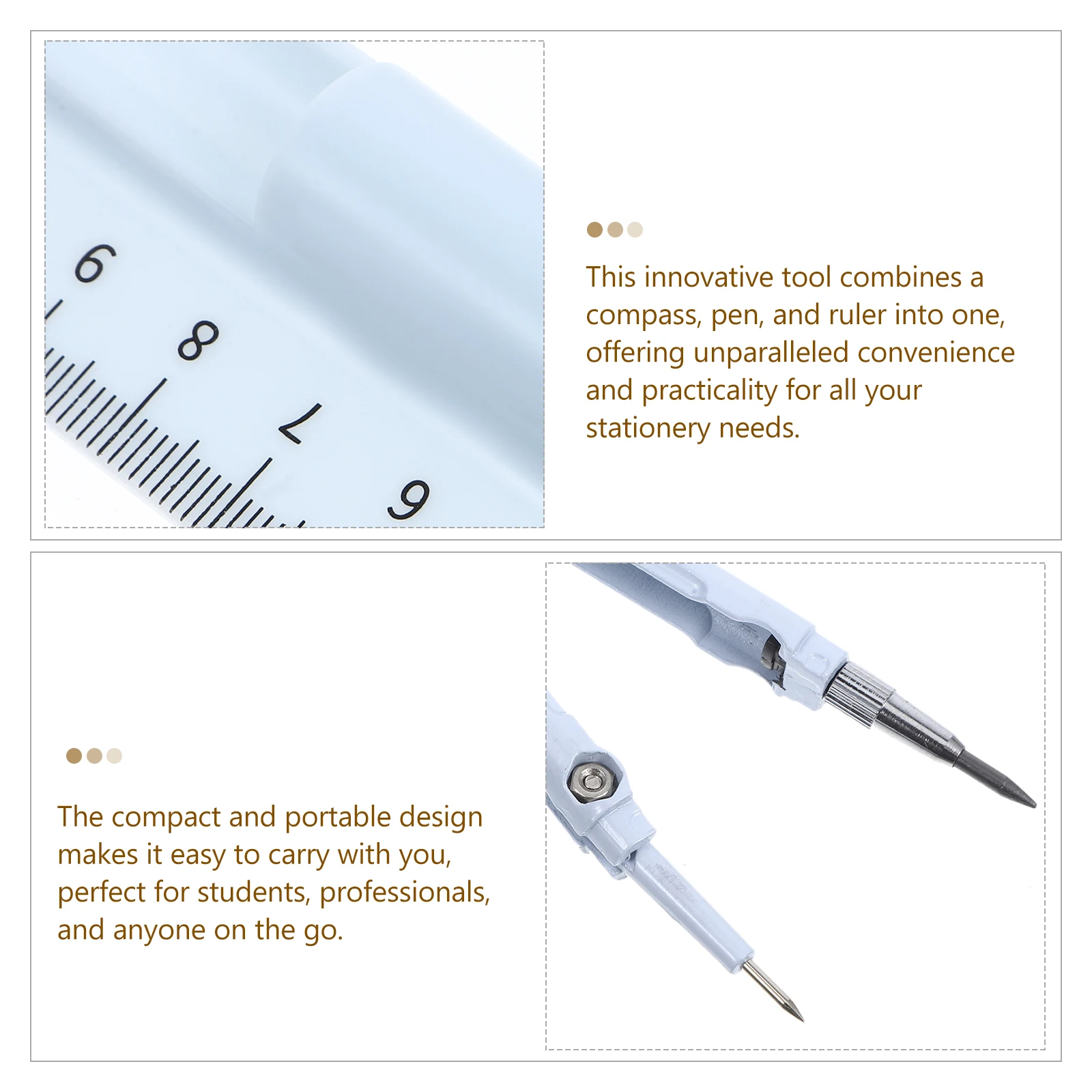 

Compass Pen Ruler Set Circular College School Supplies Architecture Plastic for Drawing Circles Student Kids Classroom