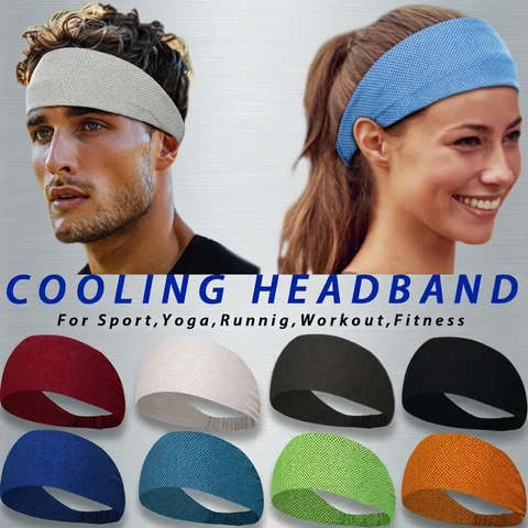 Cooling Sports Headband Women Men,Elastic Non-Slip Sweatband, Moisture Wicking Hairband,Head Band for Yoga,Hiking, Gym, Running