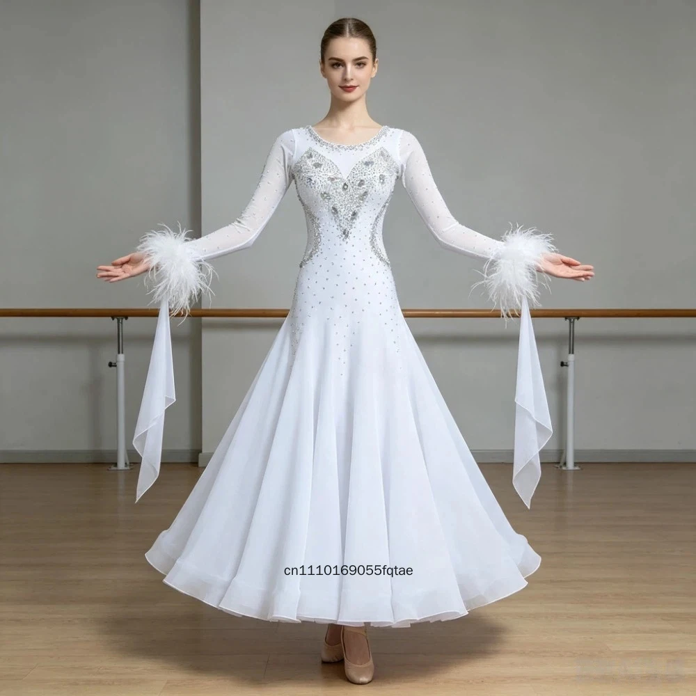 Modern Dance Dress Big Swing Skirt Women Waltz Foxtrot Ballroom Dance Competition Costume Professional Stage Performance Gown