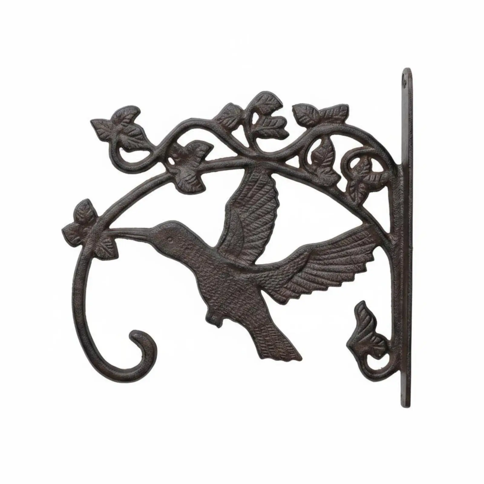 Hummingbird Design Wall Hook Cast Iron Planter Hanger Garden Flowerpot Support for Fence and Patio