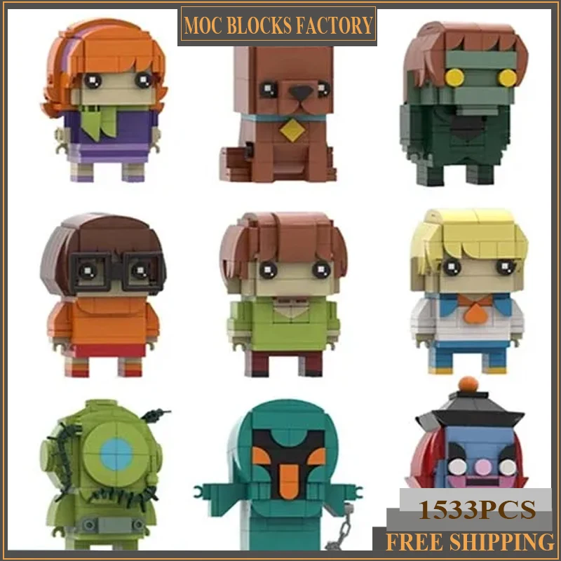 

MOC Adventure Anime Figures Chazy Dog Brickheadz Building Blocks Action Figure Mystery Machine Van Model Bricks Toys Xmas Gift