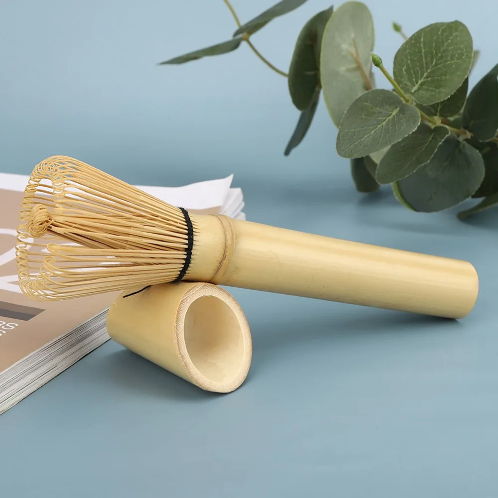 Tea Tool Nature Bamboo Bamboo Chasen White Long Handle Matcha Whisk Traditional Powder Brush Tool Tea Ceremony