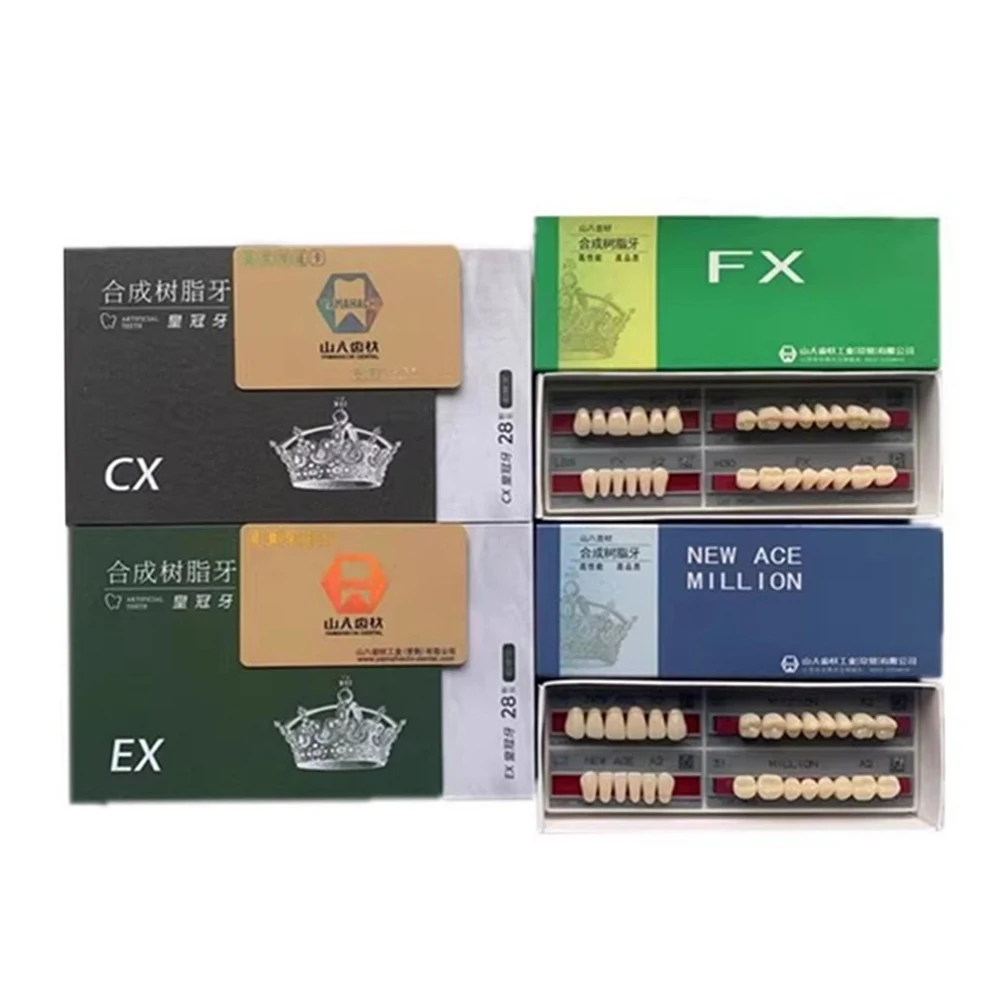 Yamahachi Dental Synthetic Resin Teeth EX FX NEW ACE MILLION 2-Layer Acrylic Denture Upper Anterior Lower Posterior False Teeth