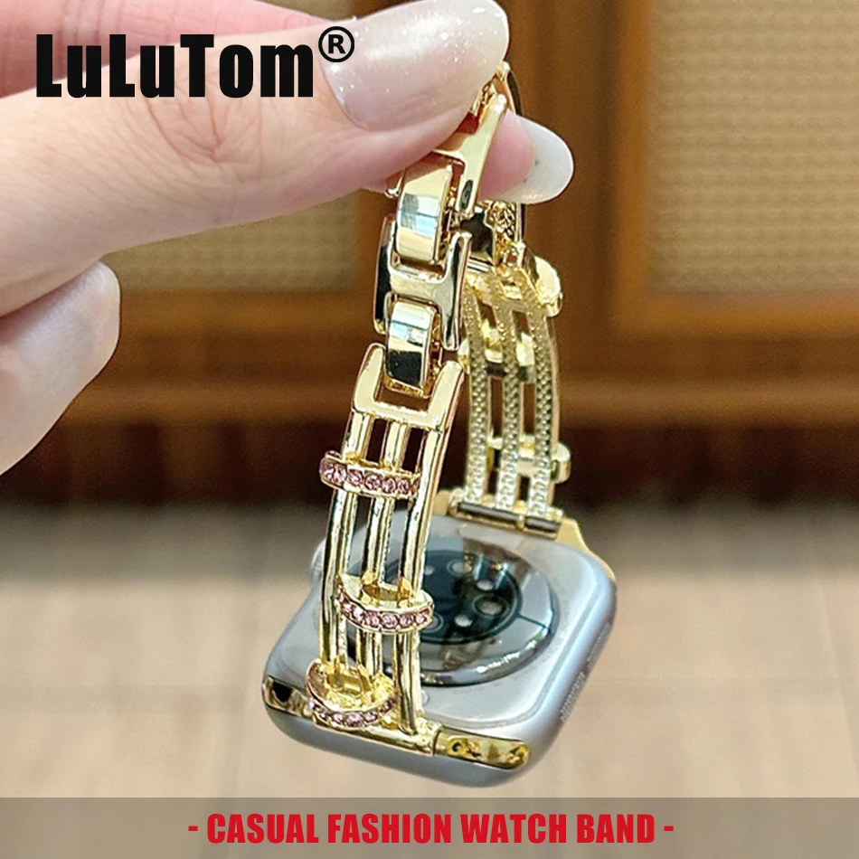 

Luxury Diamond Loop Bracelet Band for Apple Watch 11 10 9 8 7 6 SE Ultra Metal Strap for Iwatch Series 38 40 41 42 44 45 46 49mm