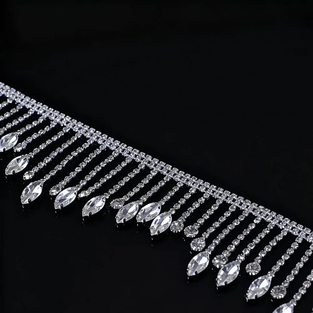 CUIER 1 ياردة حفلة الكرة ديكور حجر الراين شرابة قلادة فستان زفاف لافتة للنظر ملحق تصميم إكسسوارات الملابس الفاخرة