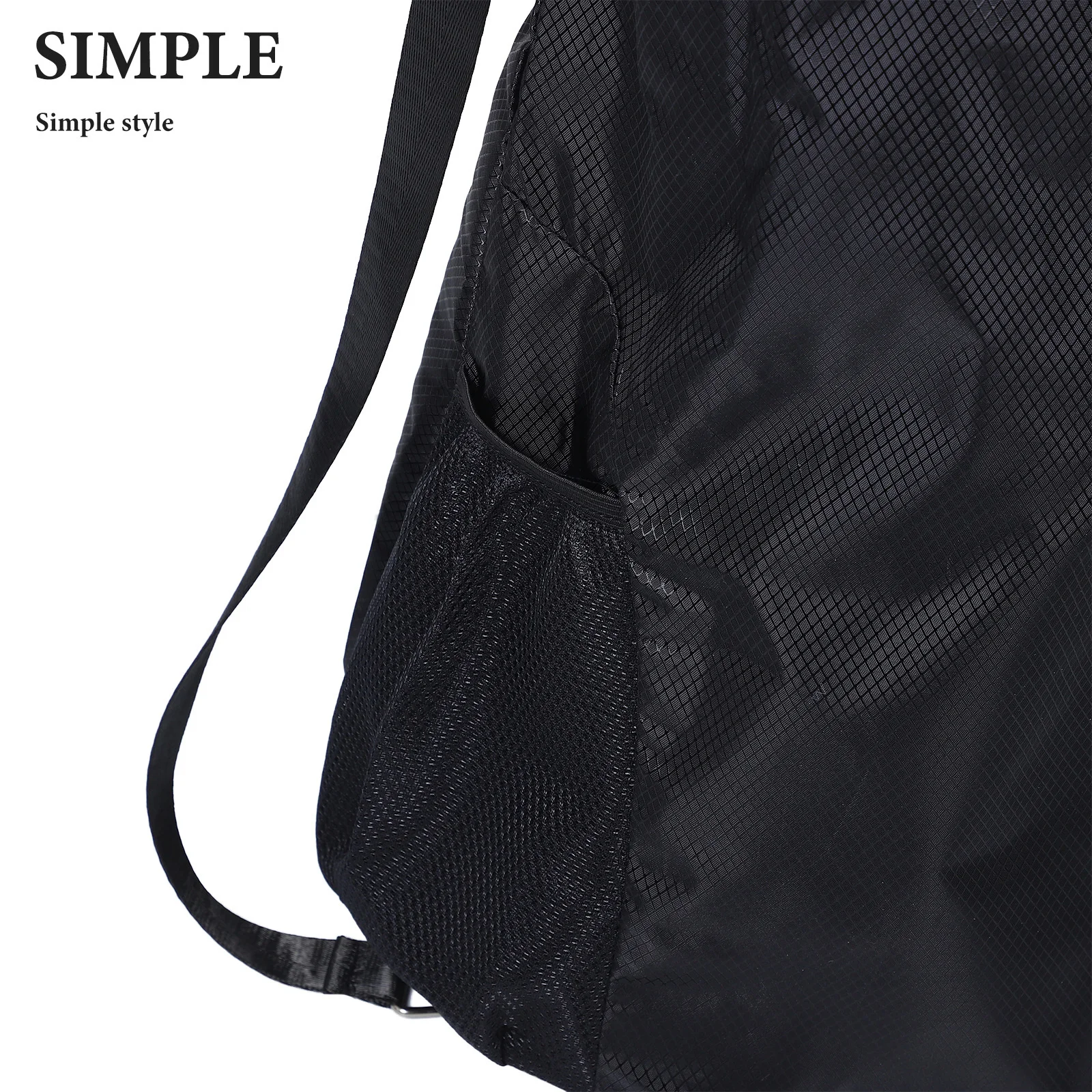 Large Capacity Travel Gym Backpack Black Lightweight Drawstring Sack For Sports Beach Camping Outdoor Minimalist Dual