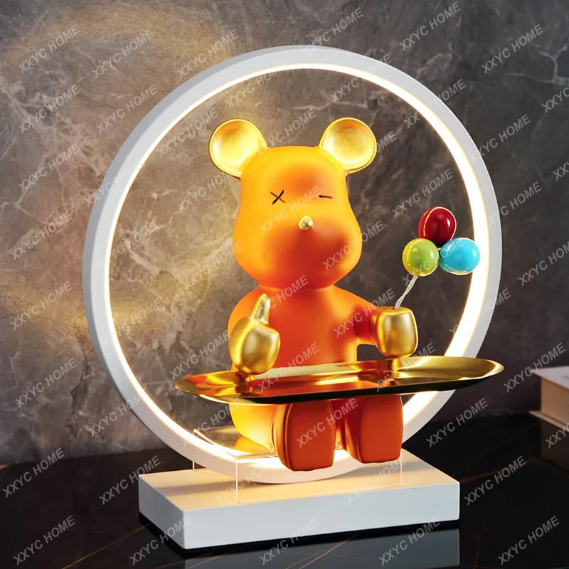 Violent bear key storage wine cabinet sensor light living room entrance ornament entry light luxury new house decoration