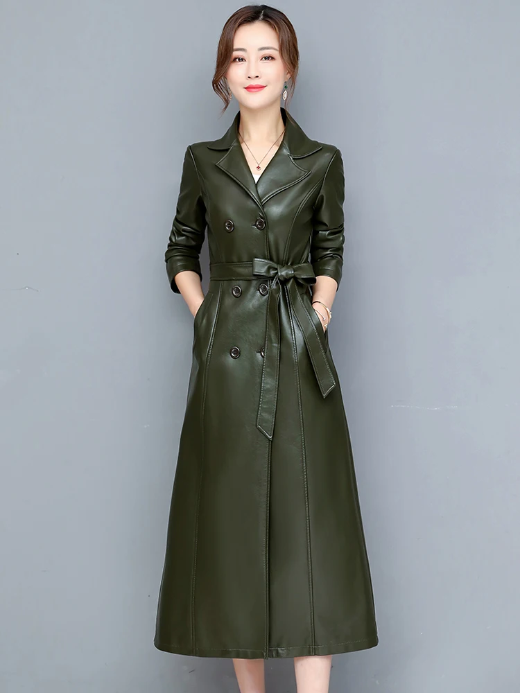   Damski płaszcz ze skóry naturalnej Ning, średniej długości, nowa kolekcja jesień-zima 2025, wyszczuplający płaszcz ze skóry owczej do kolan, kurtka.