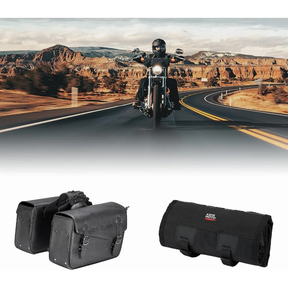 

motorcycle saddlebags + tool bag compatible with sportster softail dyna