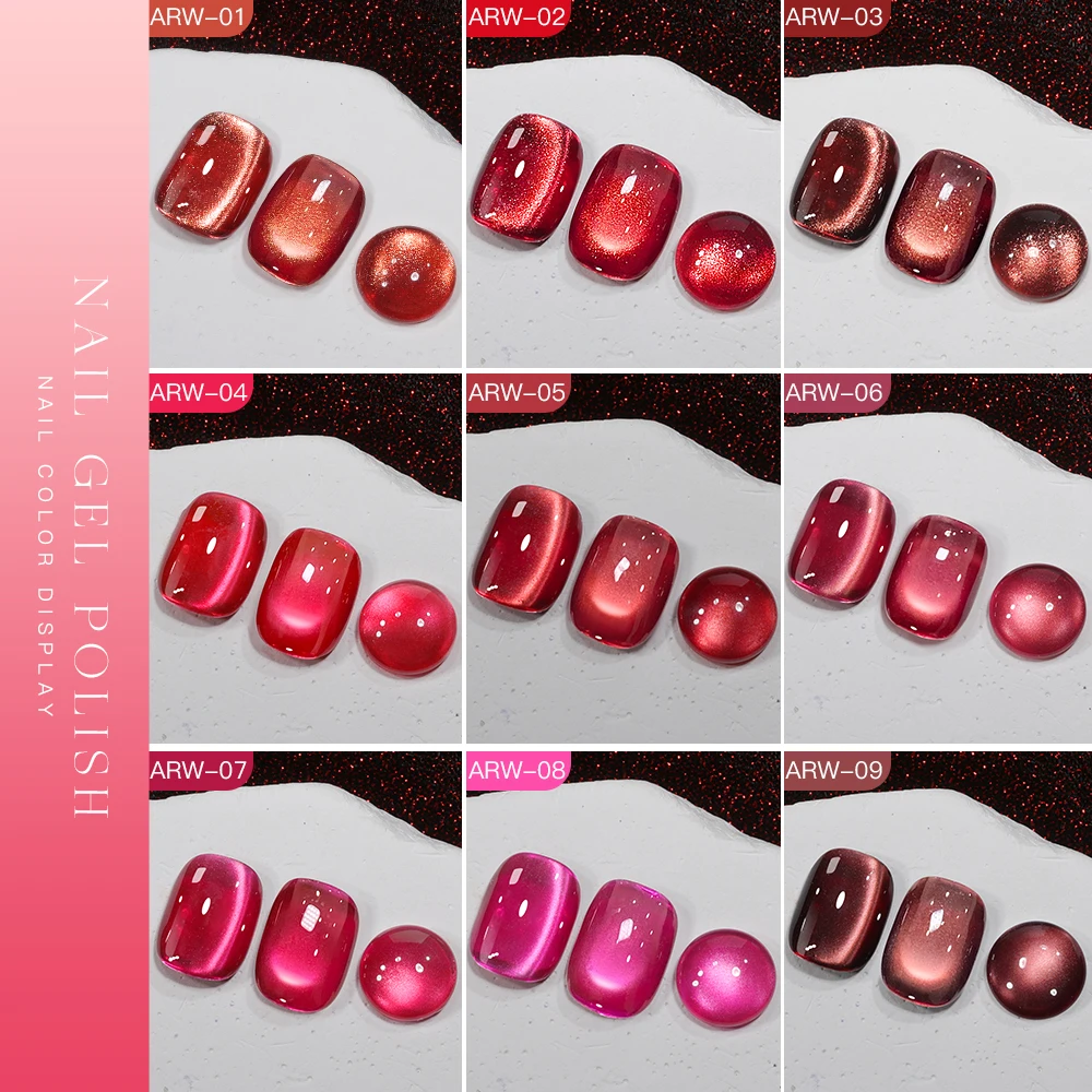 

AS Tpo Free Wine Red Cat Magnetic Gel Nail Polish Very Obvious 15ml Red Cat Eye Gel Soak Off UV Semi-Permanent Nail Art Varnish