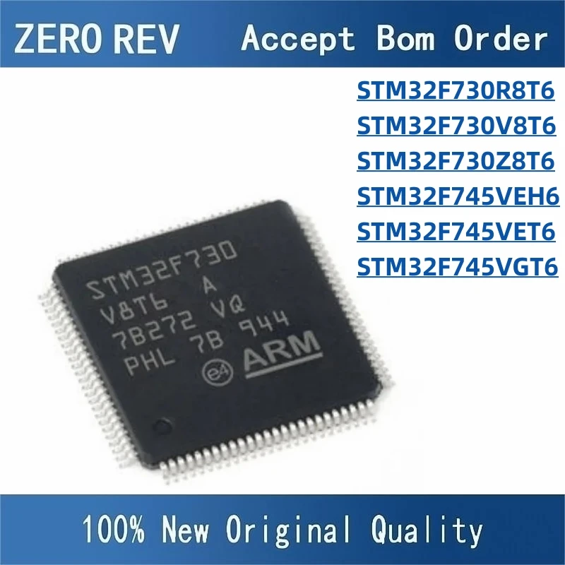 

100% New STM32F730R8T6 LQFP64 STM32F730V8T6 STM32F745VET6 STM32F745VGT6 LQFP100 STM32F745VEH6 TFBGA100 STM32F730Z8T6 LQFP144 IC