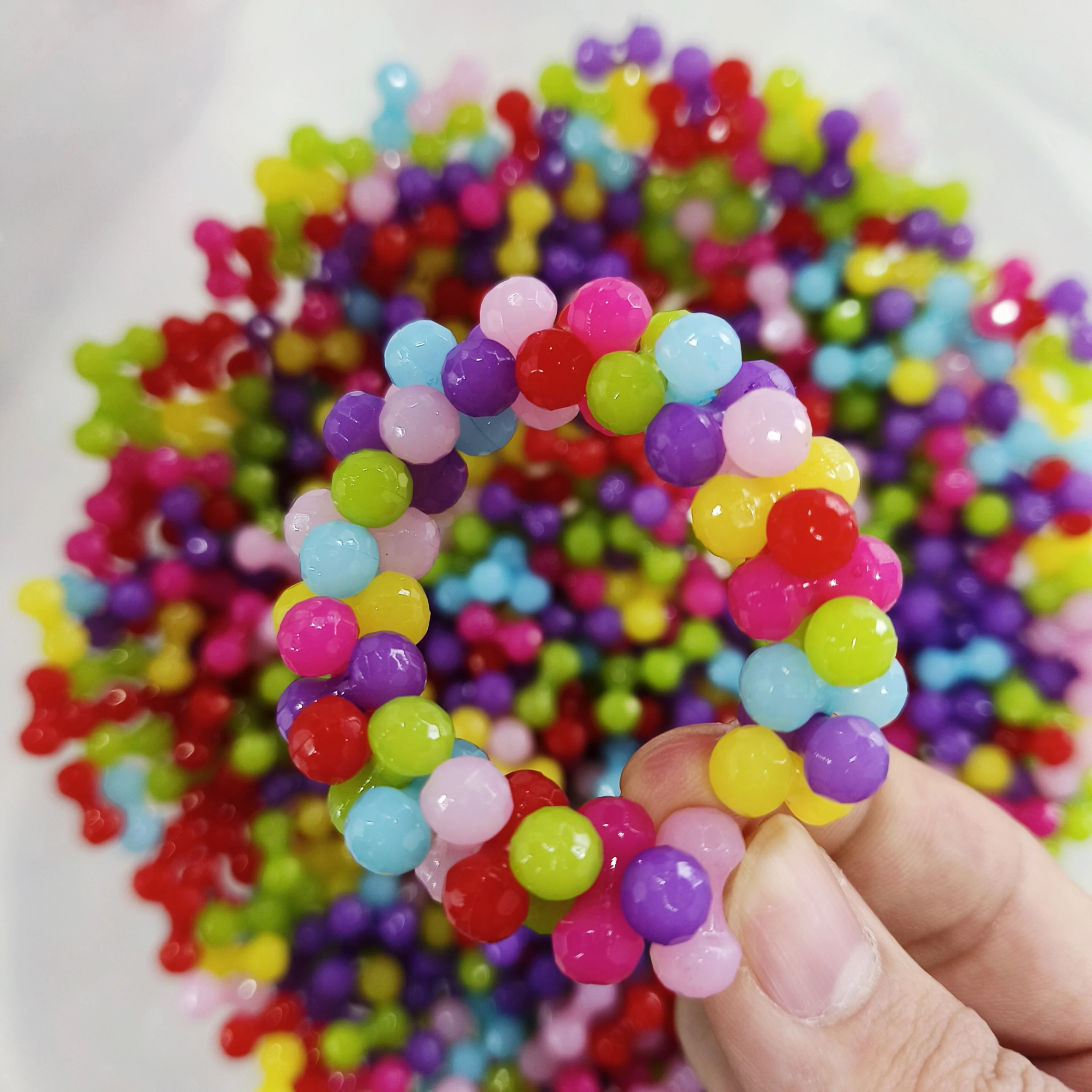 80pcs 2024 NEW Multi-Color Acrylic Perforated hole Beads Peanut Bracelet Necklace Making Accessories for DIY