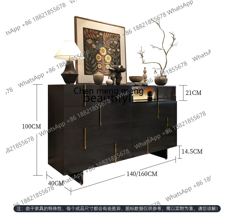 X Italian light luxury modern simple villa glass display chest living room multi-pump side cabinet with lamp