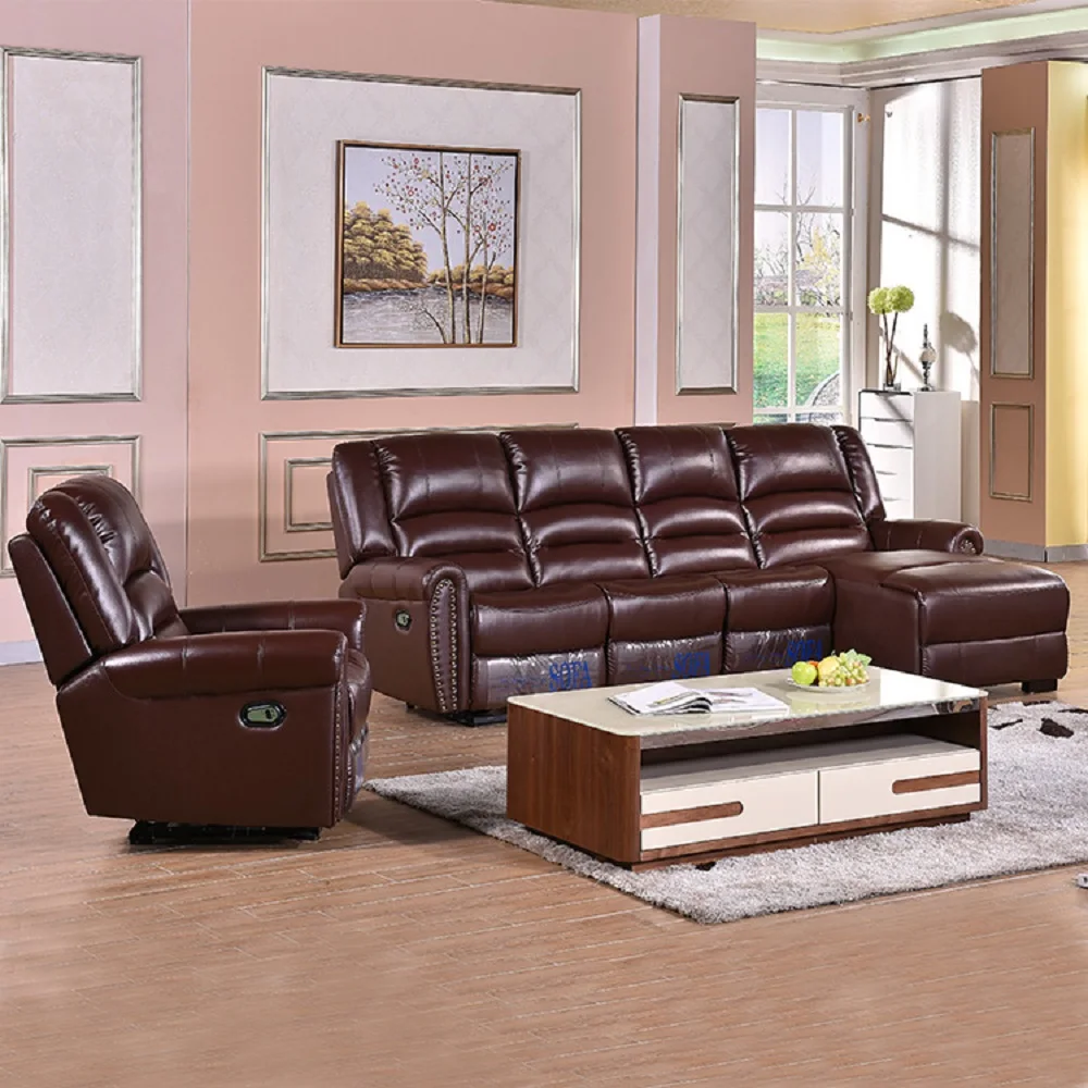 Living room American single seat leather sofa electric first class multi-function cabin leather sofa