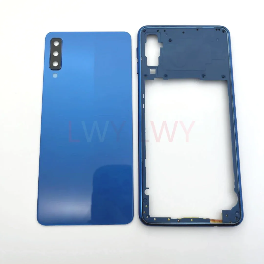 Full Housing For Samsung Galaxy A7 2018 A750 SM-A750F Battery Back Cover Glass + Phone Housing Middle Frame Cover Case