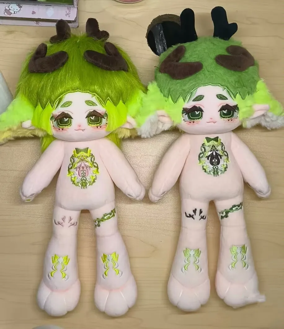 Anime chun jian Deer Horn Green Hair Monster Stuffed 30cm Long legs Plushies Plush Cotton Doll Body Anime Figure Toy For Kids G