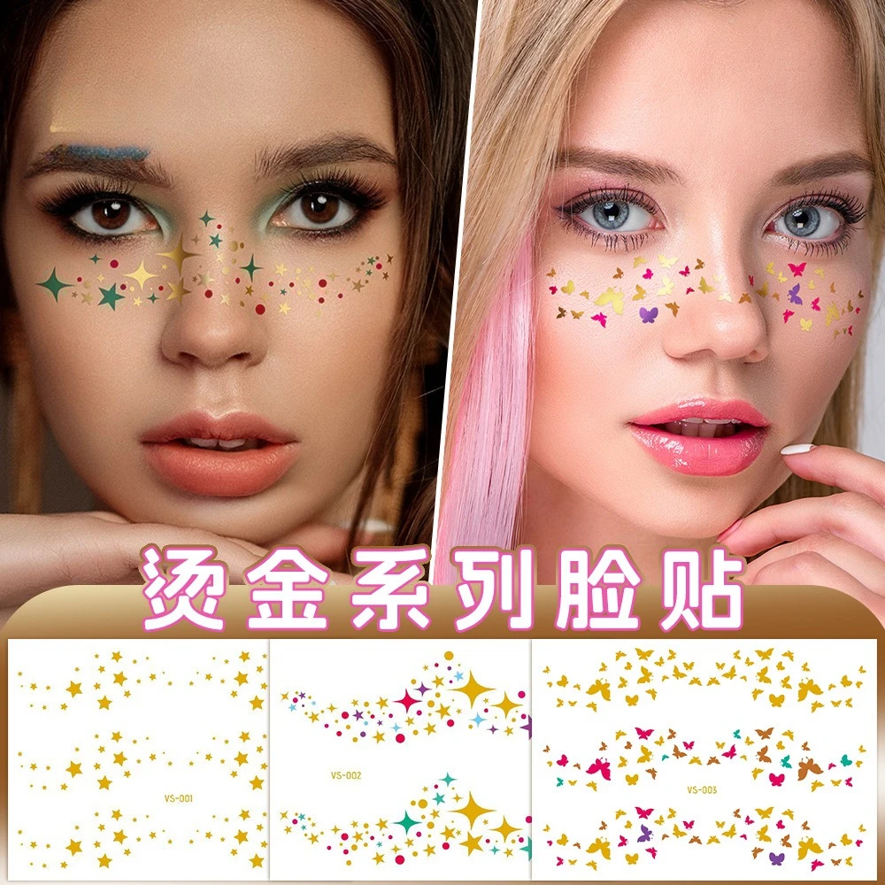 Facial Sparkling Freckles Gold Multi Color Waterproof  Sparkling Freckle Makeup for Women's Carnival, Concert Party, Dance Party