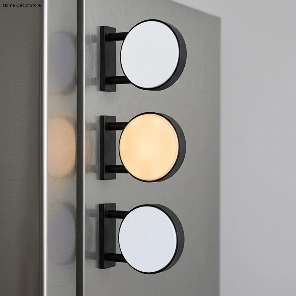 Miniature LED Refrigerator Magnet Light Sign No Pattern Energy Saving DIY Glowing Fridge Magnet Round Square Magnetic Base