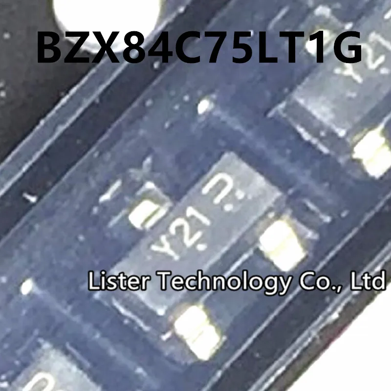 BZX84C75LT1G SOT-23 marcado: Y21 75V diodo Zener BZX84C75 BZX84-C75 SOT23 SMD LBZX84C75LT1G 50-500 unids/lote nuevo