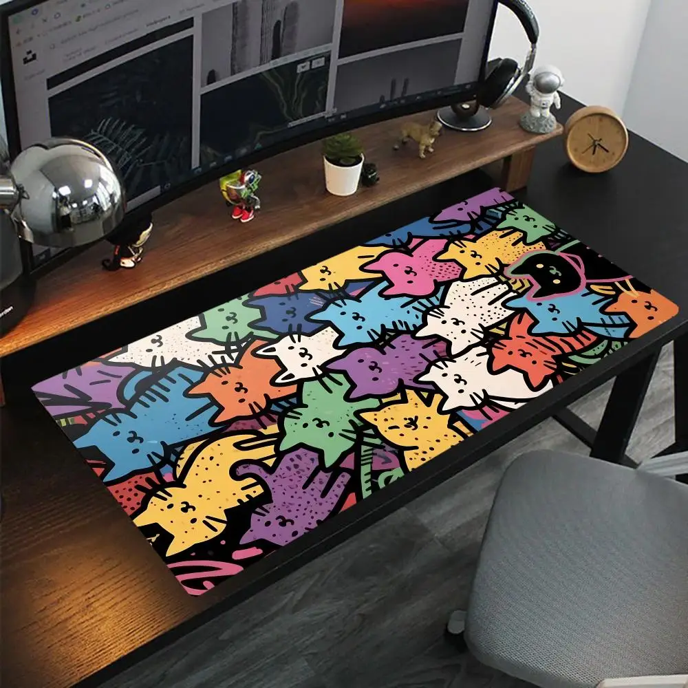 

Colorful cat collection.High-density anti-fouling fabric non-slip oversized gaming mouse pad
