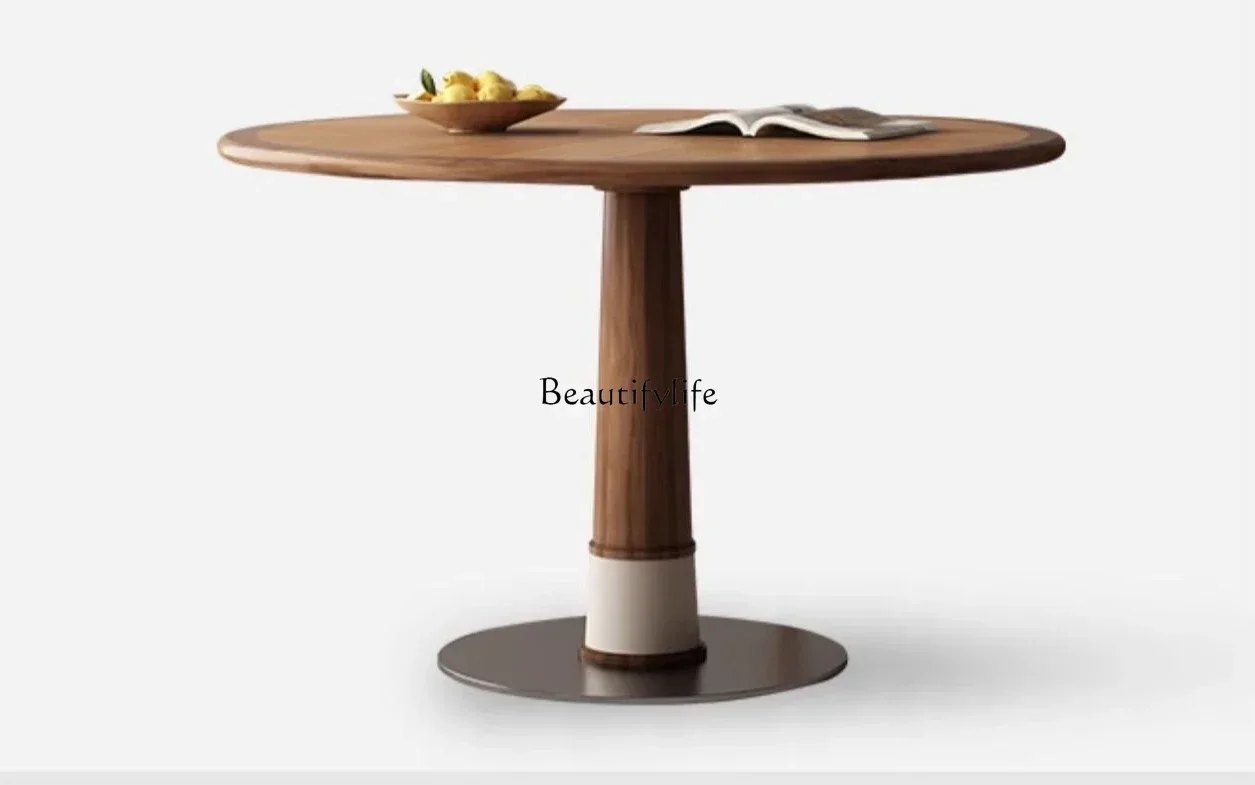 

FG28Black walnut solid wood round dining table Nordic household small apartment dining table